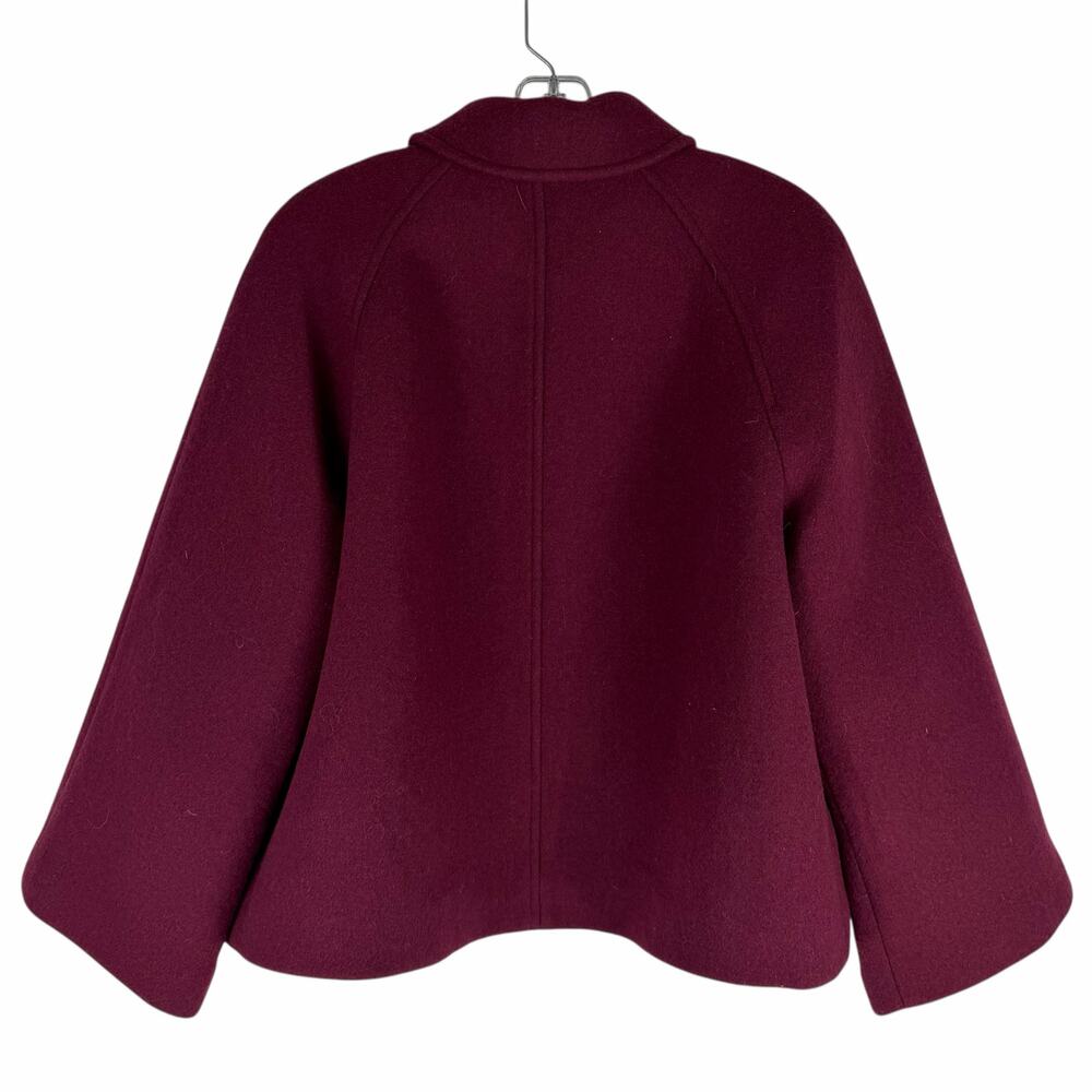 J. Crew Cropped Wool Blend Swing Coat Vintage Burgundy Size M Petite - Picture 8 of 12